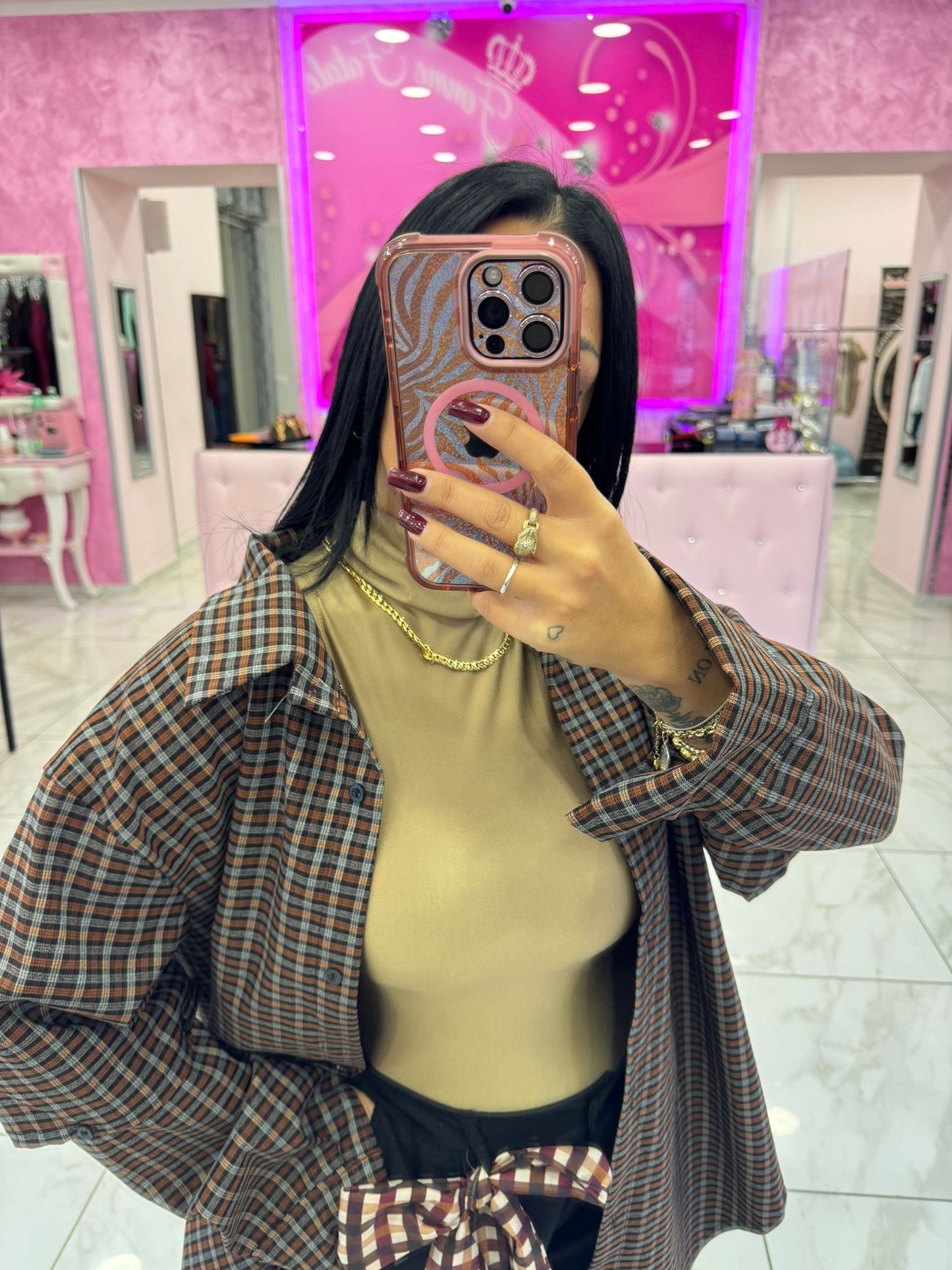 Camicia scacchi manica aperta