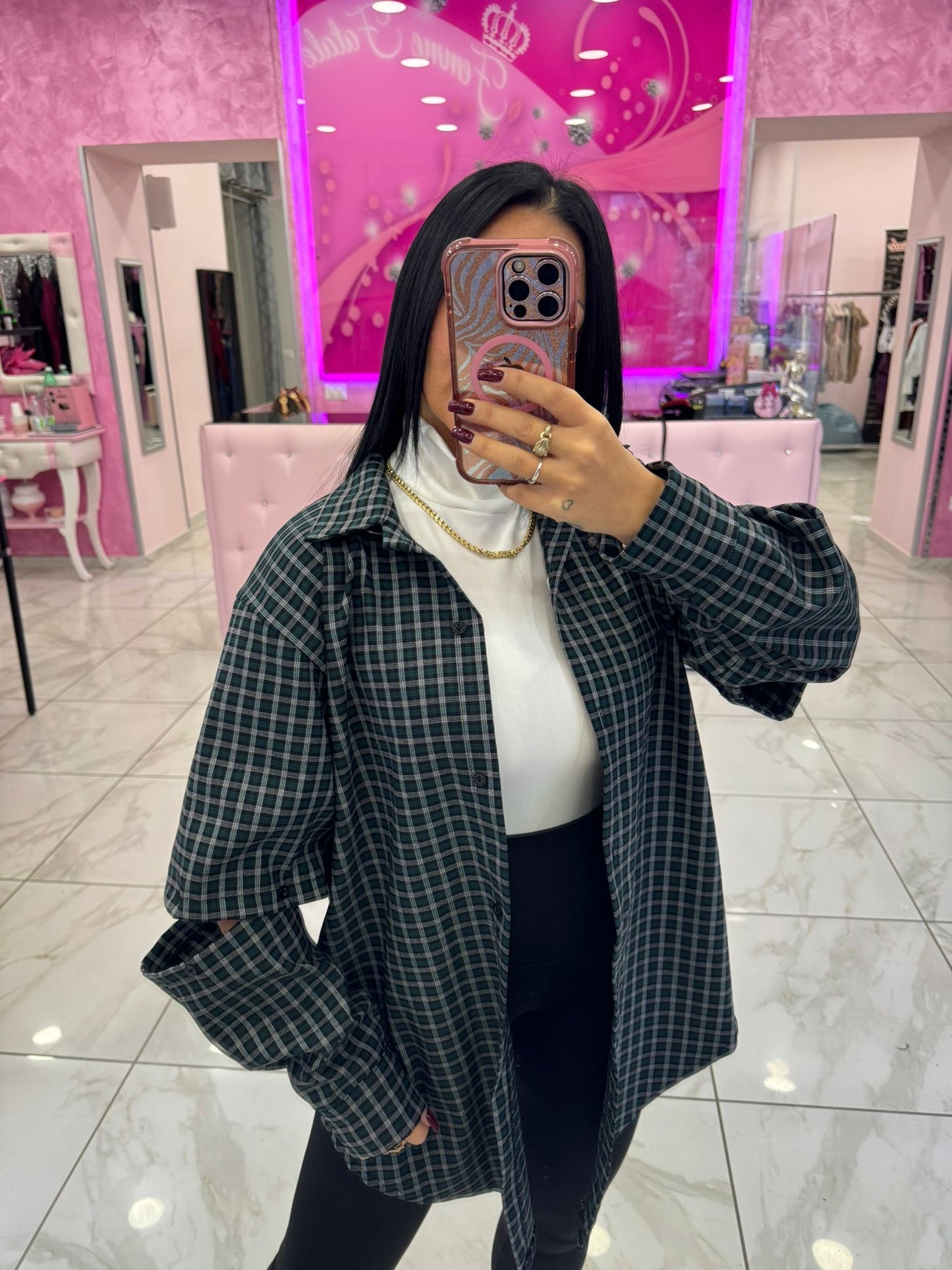 Camicia scacchi manica aperta
