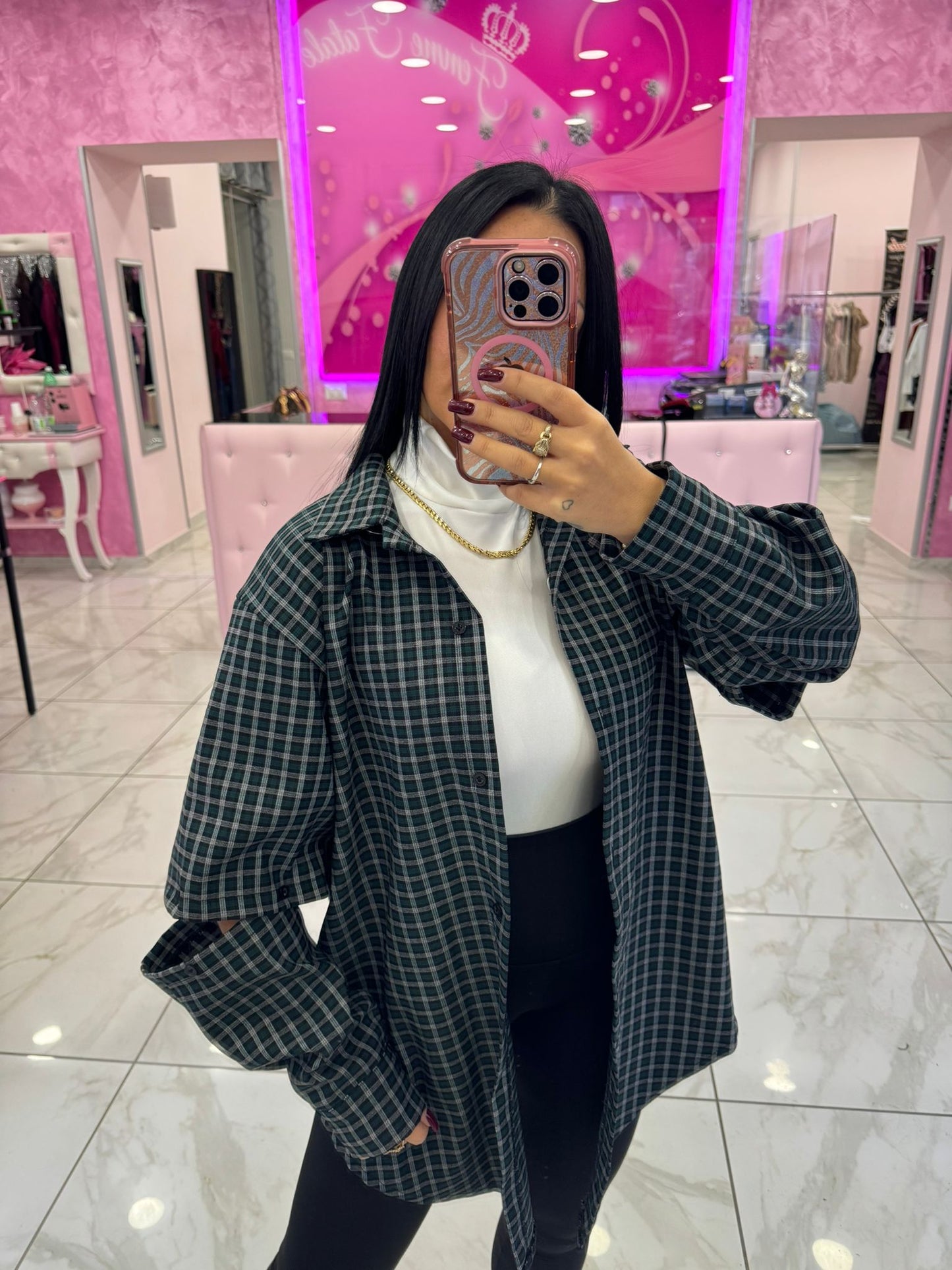 Camicia scacchi manica aperta