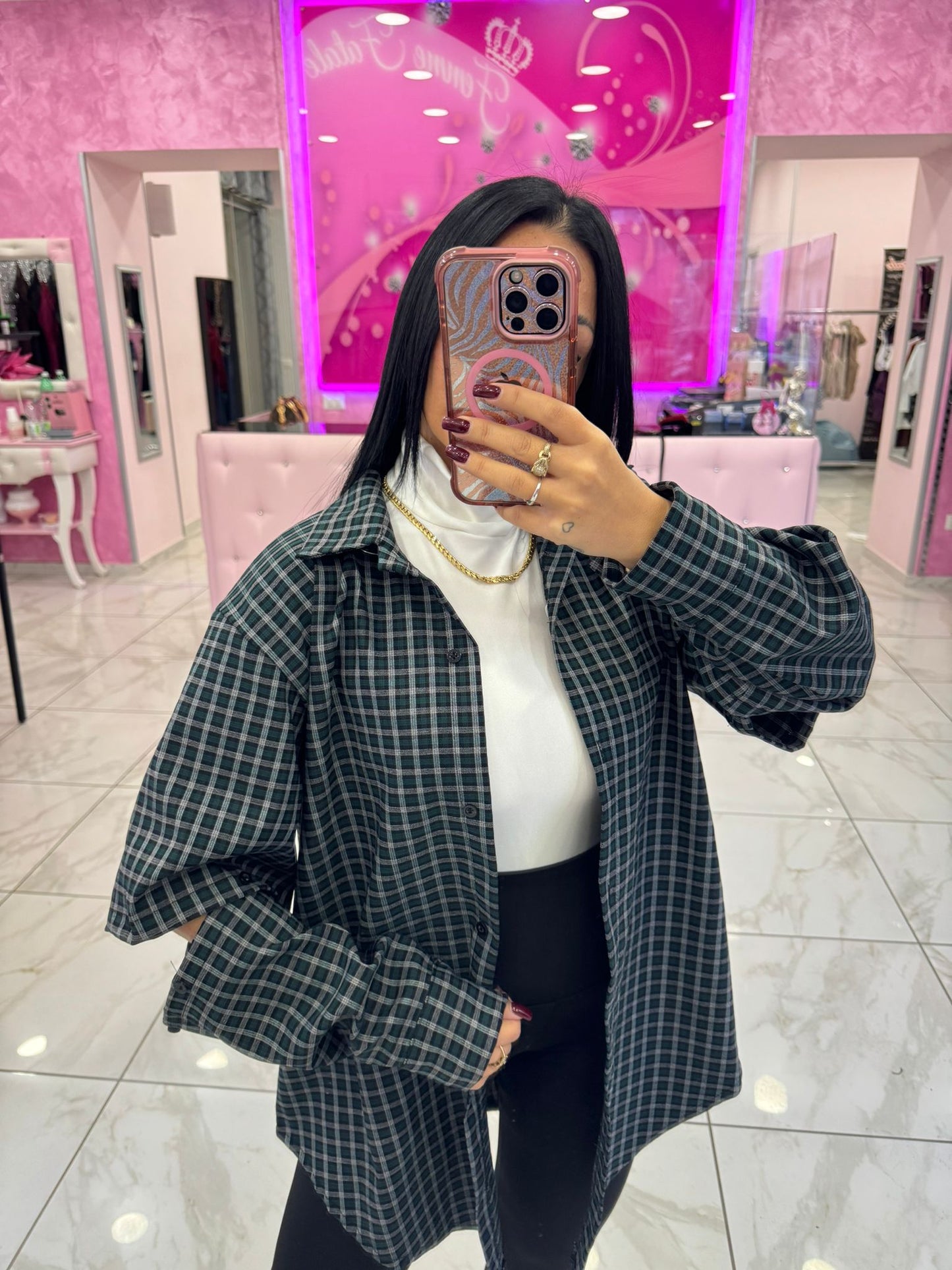 Camicia scacchi manica aperta